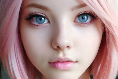 AI girl with pink hair wallpaper
