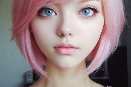 AI girl with pink hair wallpaper