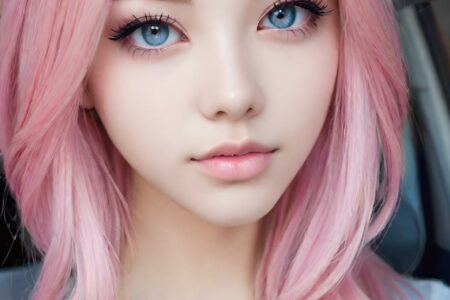 AI girl with pink hair wallpaper