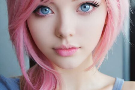 AI girl with pink hair wallpaper