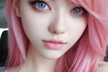 AI girl with pink hair wallpaper