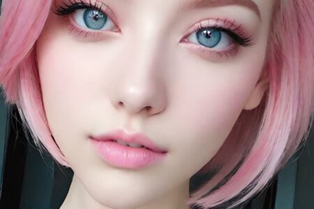 AI girl with pink hair wallpaper
