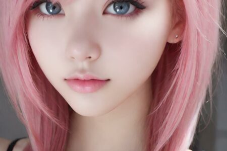 AI girl with pink hair wallpaper