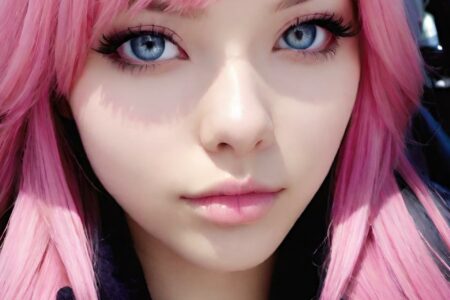 AI girl with pink hair wallpaper