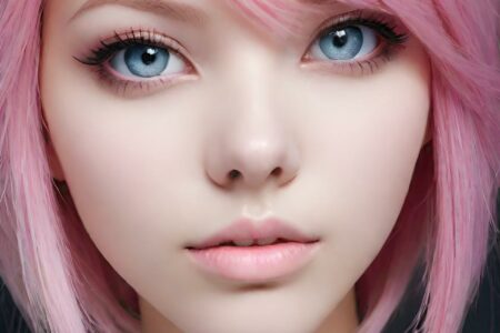 AI girl with pink hair wallpaper