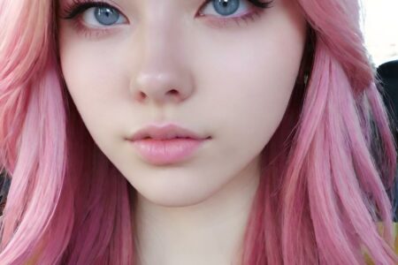 AI girl with pink hair wallpaper