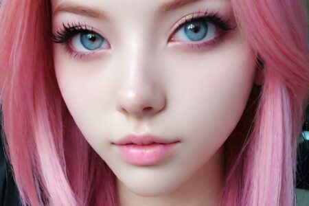 AI girl with pink hair wallpaper