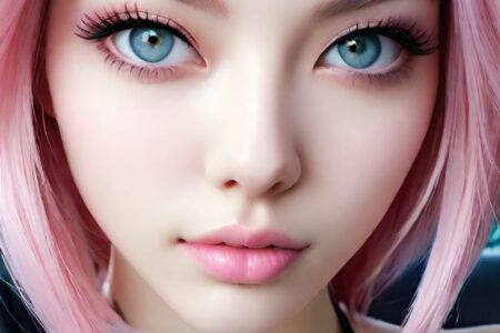 AI girl with pink hair wallpaper