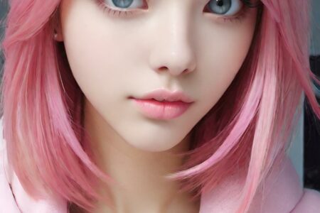 AI girl with pink hair wallpaper