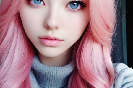 AI girl with pink hair wallpaper