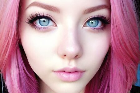 AI girl with pink hair wallpaper