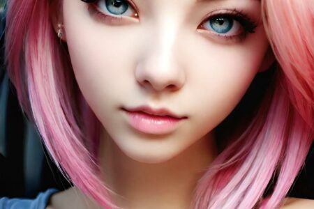 AI girl with pink hair wallpaper