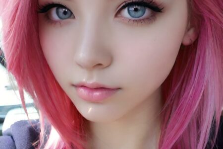 AI girl with pink hair wallpaper