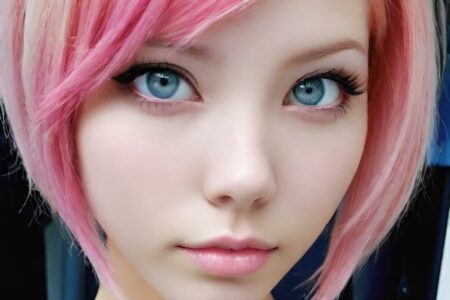 AI girl with pink hair wallpaper