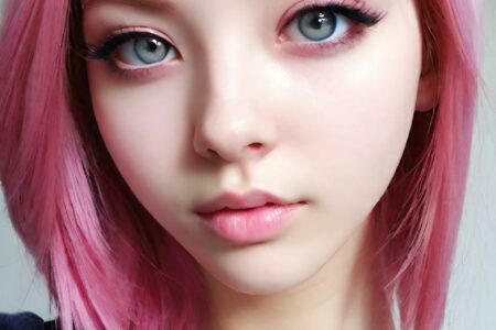 AI girl with pink hair wallpaper