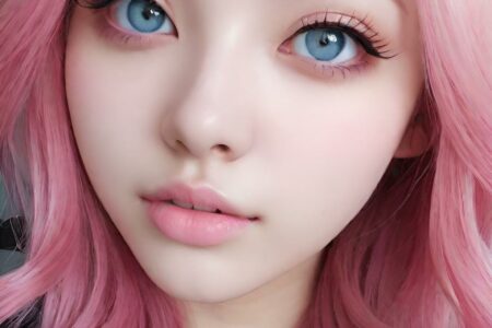 AI girl with pink hair wallpaper