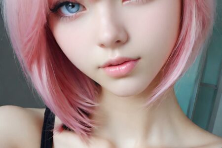 AI girl with pink hair wallpaper