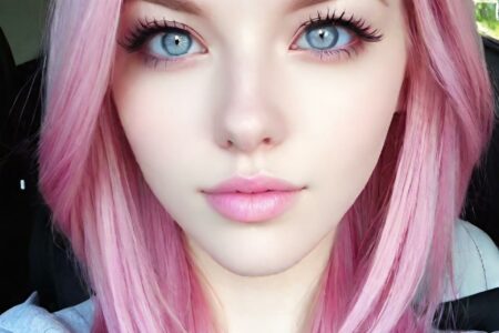 AI girl with pink hair wallpaper