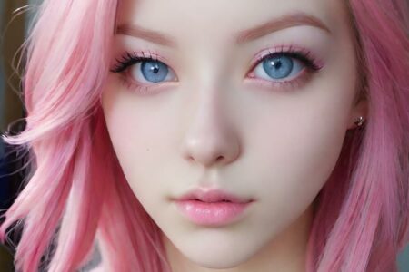 AI girl with pink hair wallpaper