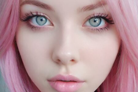 AI girl with pink hair wallpaper
