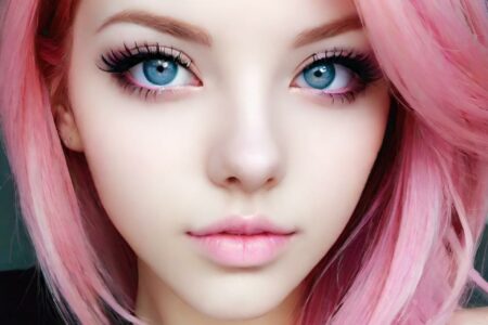AI girl with pink hair wallpaper