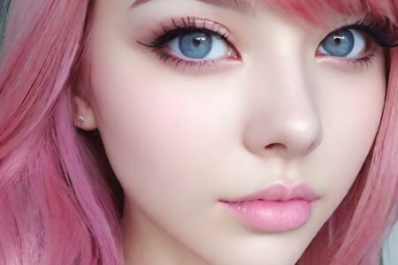 AI girl with pink hair wallpaper