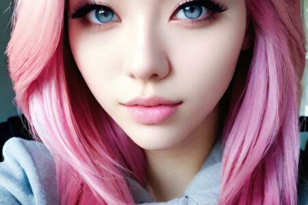 AI girl with pink hair wallpaper