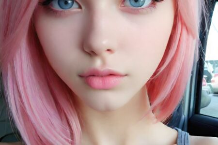 AI girl with pink hair wallpaper