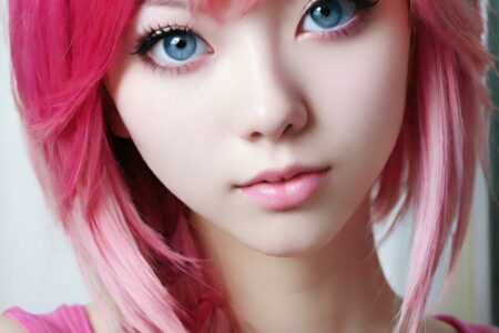 AI girl with pink hair wallpaper