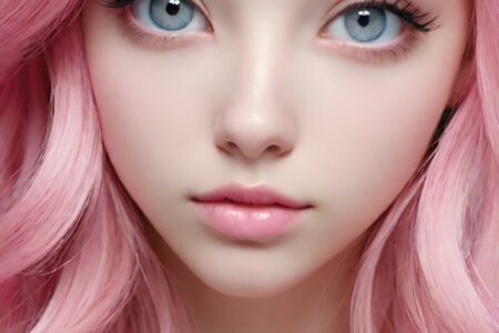 AI girl with pink hair wallpaper