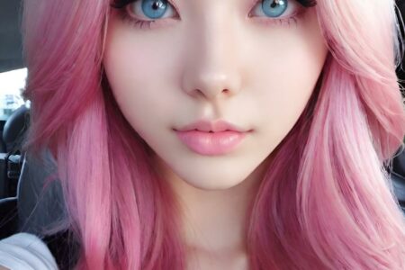 AI girl with pink hair wallpaper
