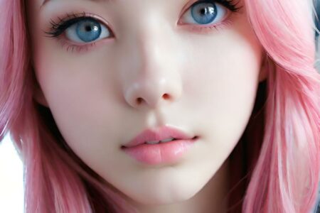 AI girl with pink hair wallpaper