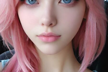 AI girl with pink hair wallpaper