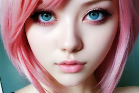 AI girl with pink hair wallpaper