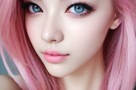 AI girl with pink hair wallpaper