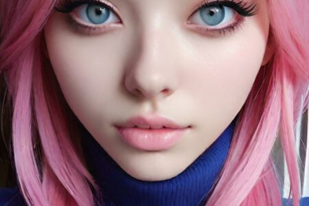 AI girl with pink hair wallpaper