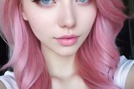 AI girl with pink hair wallpaper