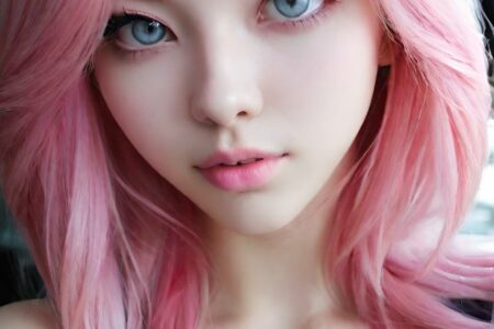 AI girl with pink hair wallpaper