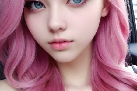 AI girl with pink hair wallpaper