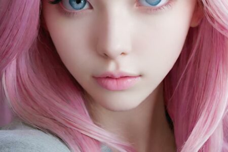 AI girl with pink hair wallpaper
