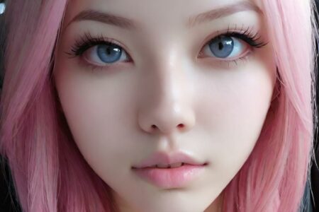 AI girl with pink hair wallpaper
