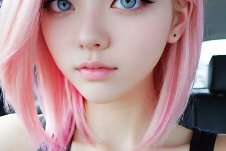 AI girl with pink hair wallpaper