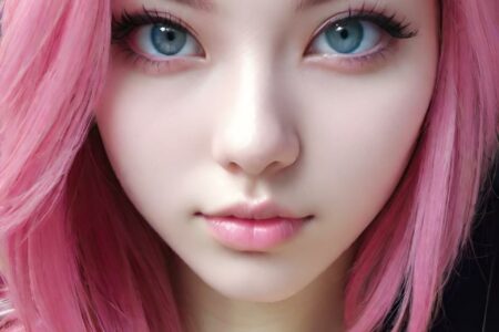 AI girl with pink hair wallpaper