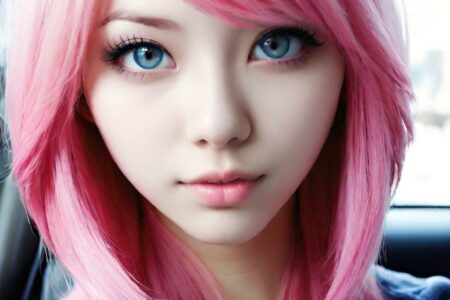 AI girl with pink hair wallpaper
