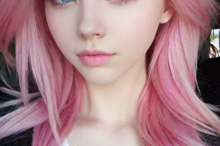 AI girl with pink hair wallpaper