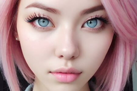 AI girl with pink hair wallpaper