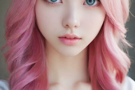 AI girl with pink hair wallpaper