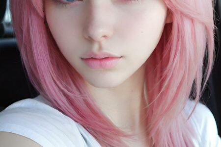AI girl with pink hair wallpaper