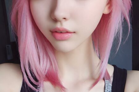 AI girl with pink hair wallpaper
