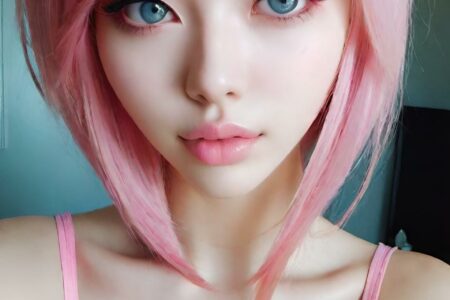 AI girl with pink hair wallpaper